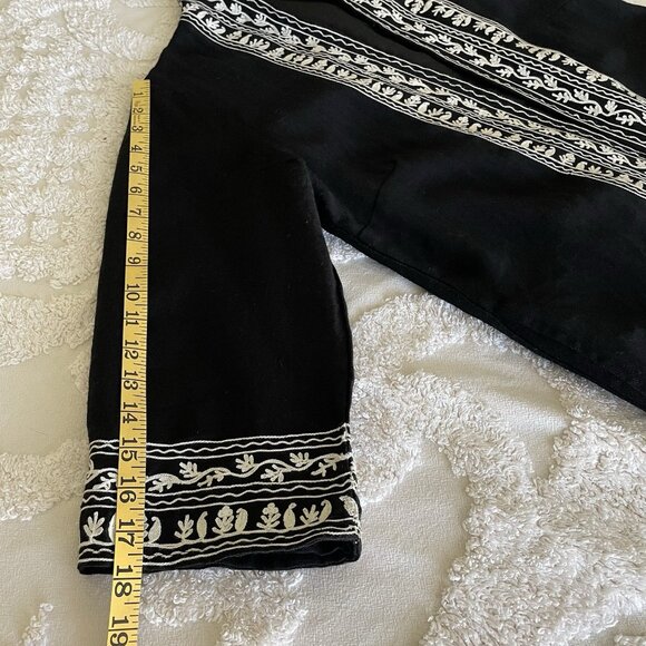 TravelSmith Wool Jacket Womens Black Embroidered Hidden Pockets Lagenlook Boho M - Picture 11 of 14